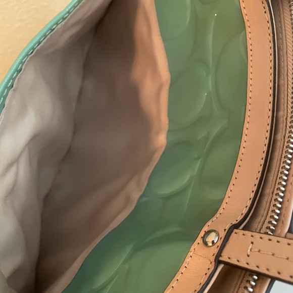 Coach Signature Stripe Embrossed patent Tote Bag - Picture 9 of 14